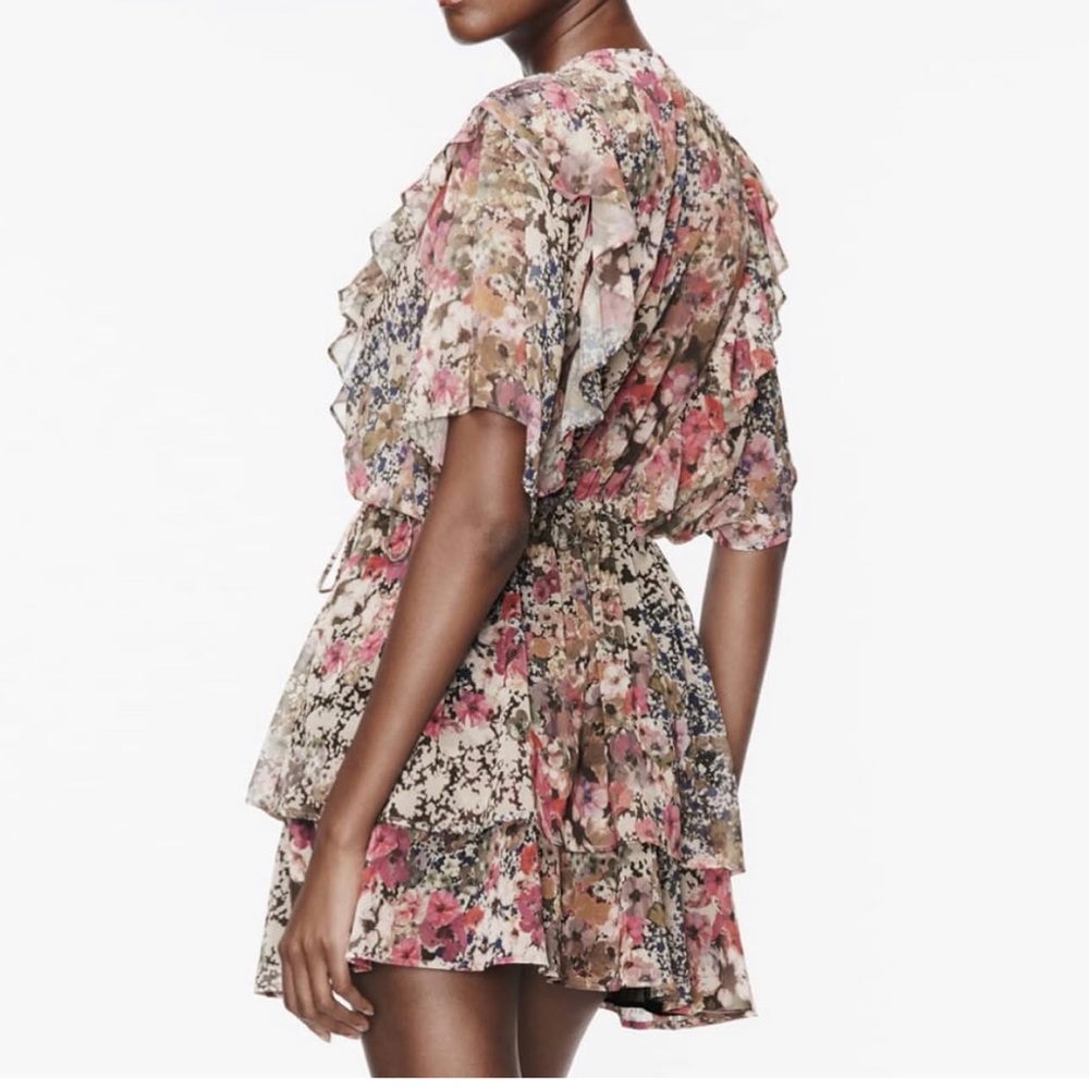 ZARA Multicolor Floral Ruffle Dress – Size S - Picture 2 of 6